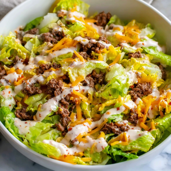 A bowl of Big Mac Salad.