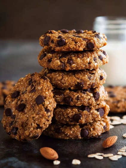 A stack of chocolate chip cookies.