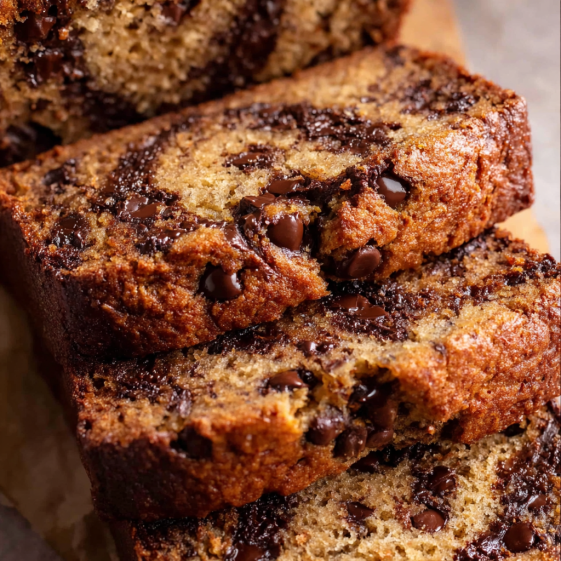 A loaf of chocolate chip banana bread.