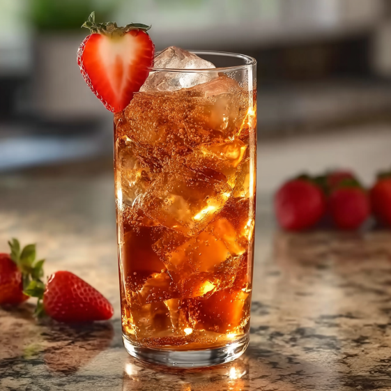 A glass of Strawberry Dirty Sprite Drink.
