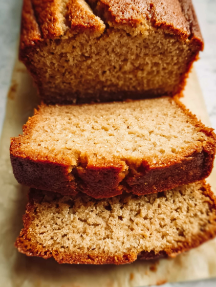 A slice of banana cinnamon maple cake.