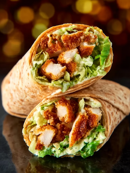 A crispy chicken caesar wrap.