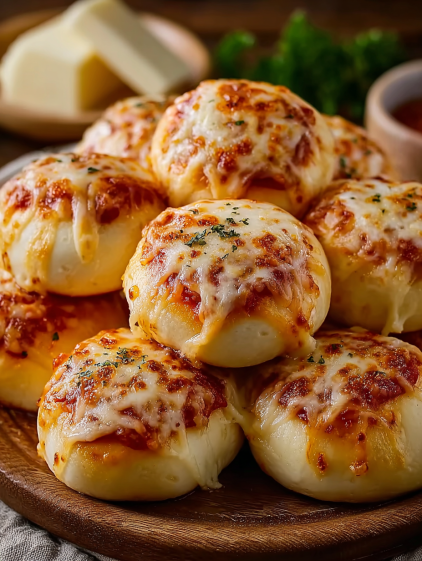 A plate of cheese stuffed bread.