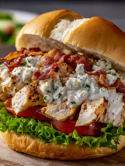 A chopped chicken bacon ranch sandwich.