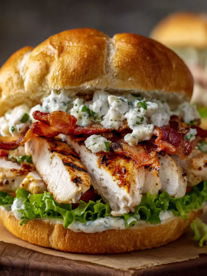 A chopped chicken bacon ranch sandwich.
