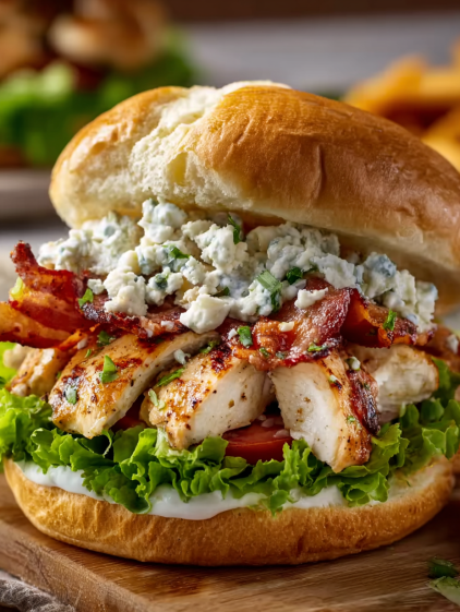 A chopped chicken bacon ranch sandwich.