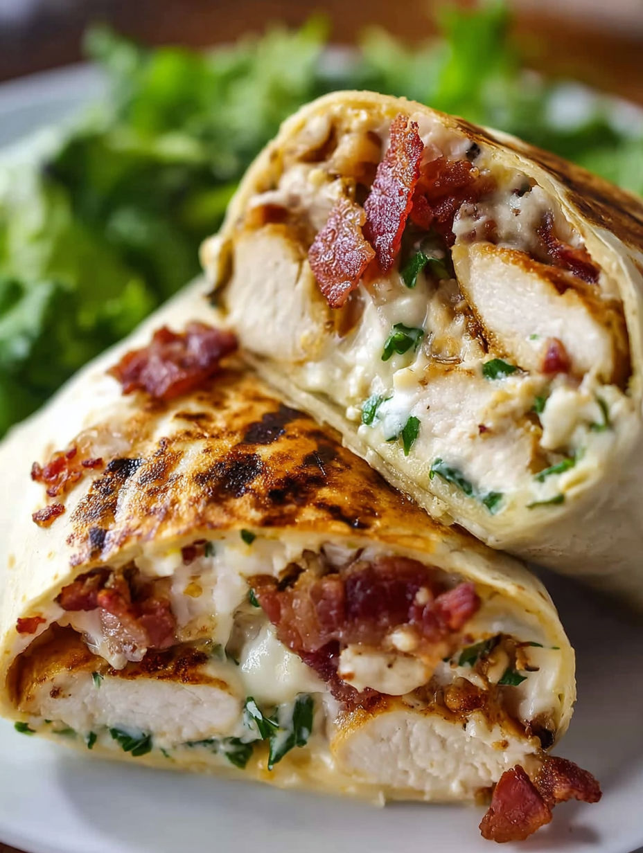 A sandwich with bacon and cheese.