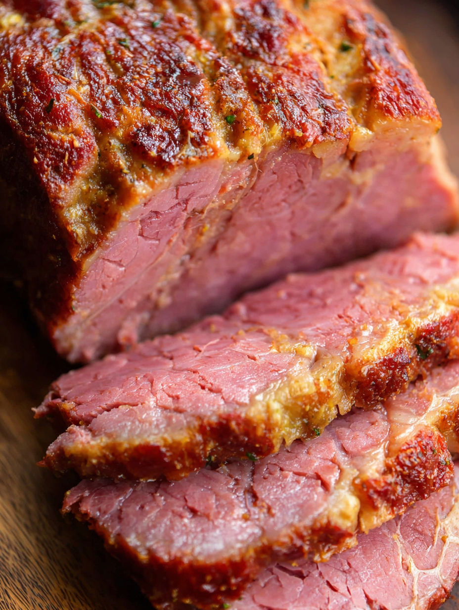 A piece of corned beef is cooked in an Instant Pot.