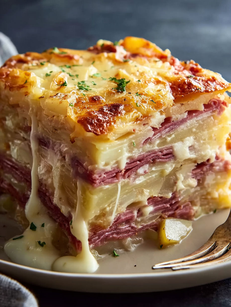 A layered Reuben Casserole Bake.