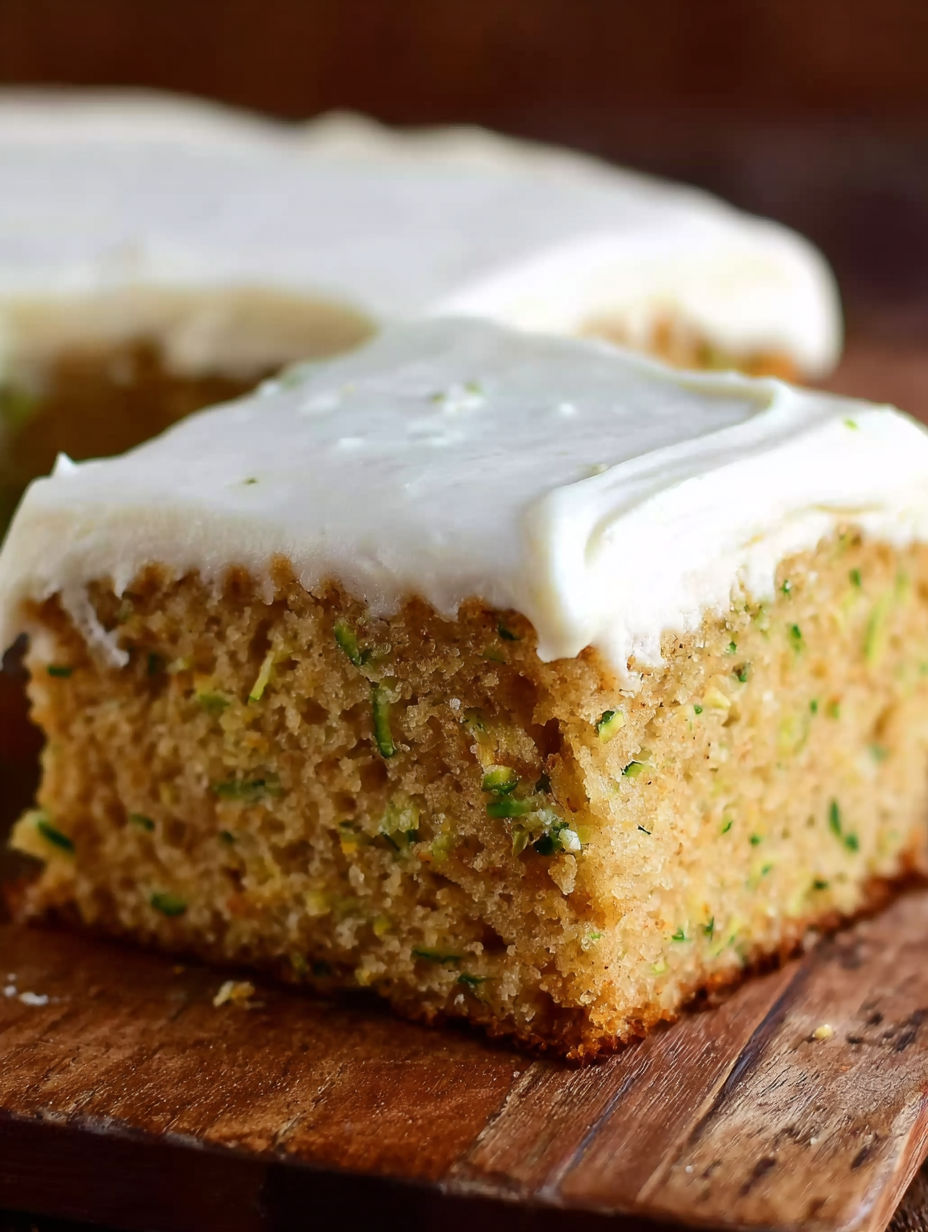A slice of cake with cream cheese frosting.