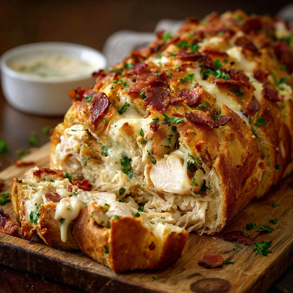 A savory chicken bacon ranch bread.