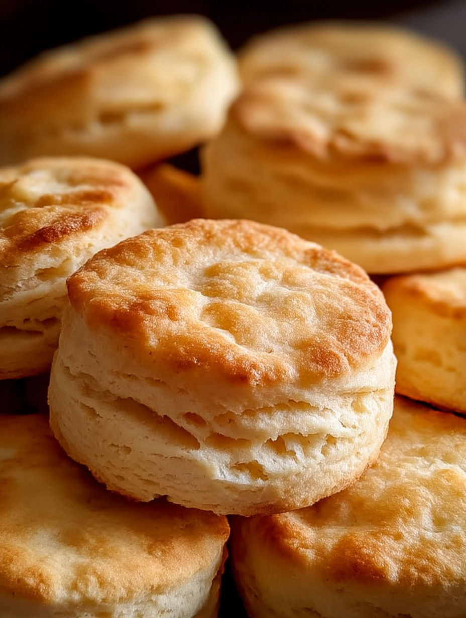 A stack of biscuits on a plate.