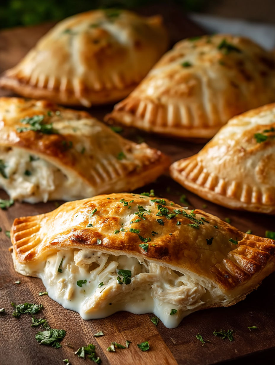 Chicken Alfredo Air Fryer Calzones.