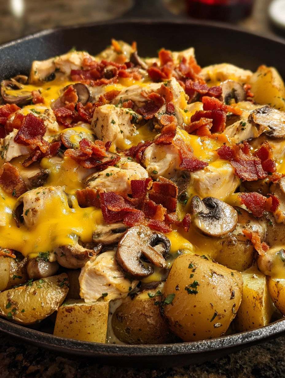 A delicious bacon and mushroom dish.