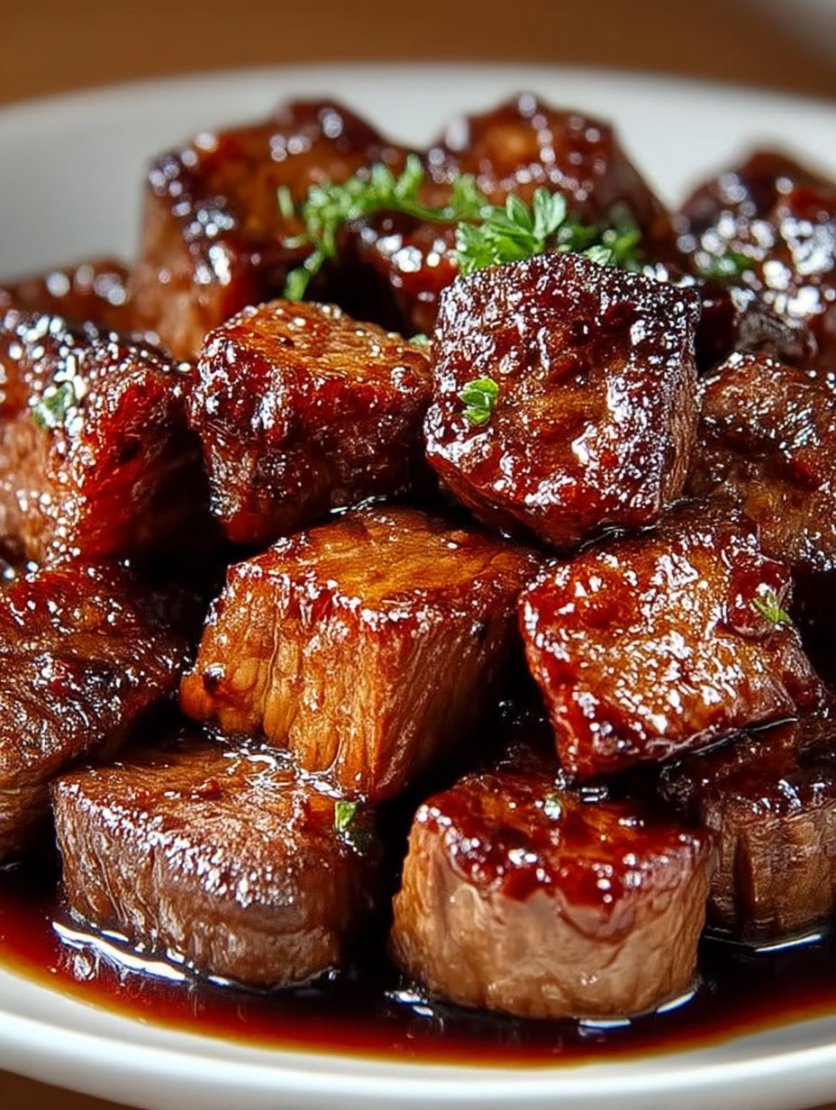 Slow cooked beef dinner with a side of herbs.