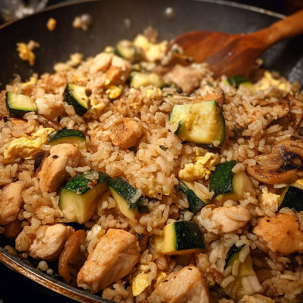 A delicious hibachi style chicken fried rice.