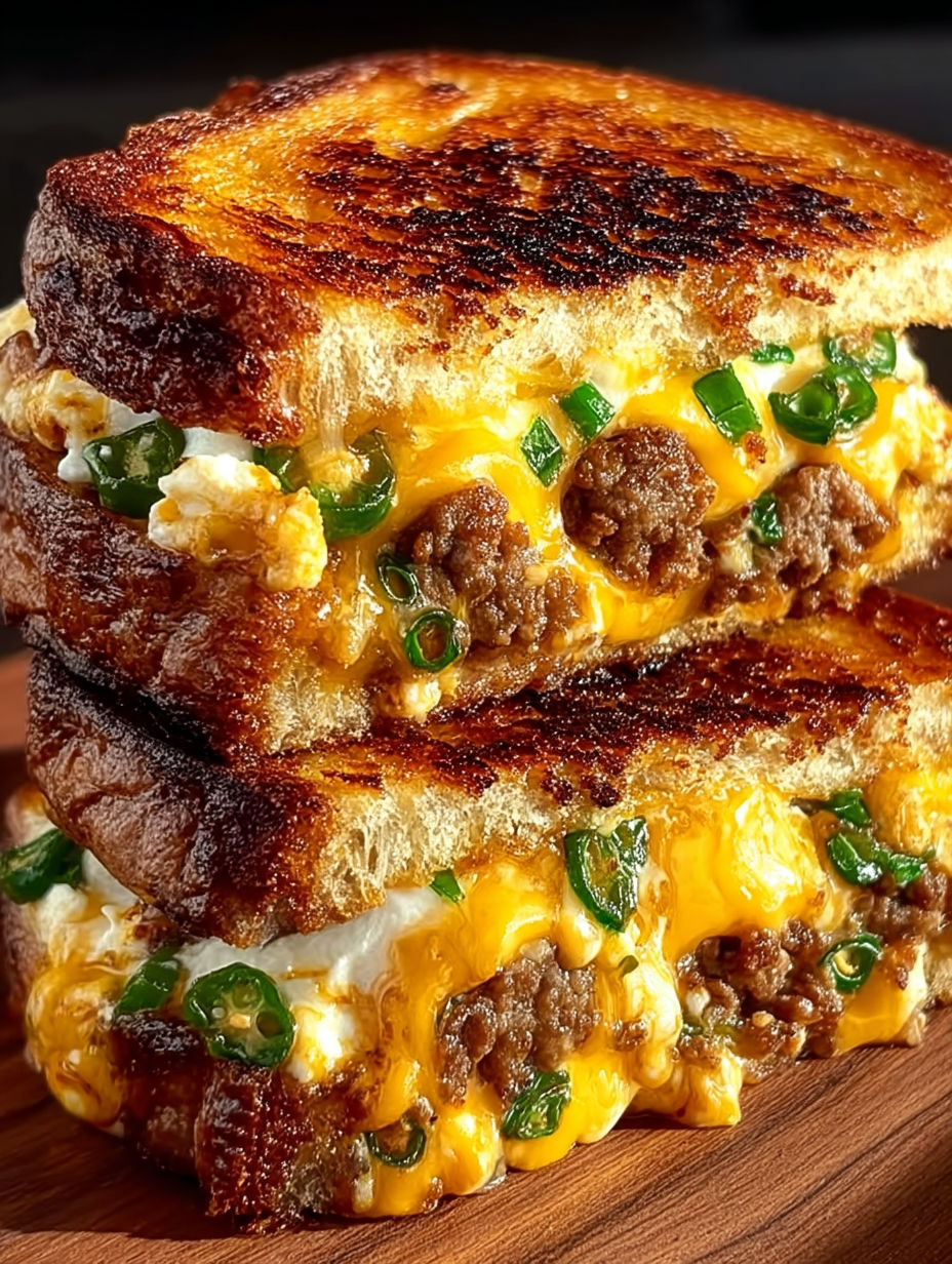 A jalapeño popper patty melt with cheese and jalapeños.