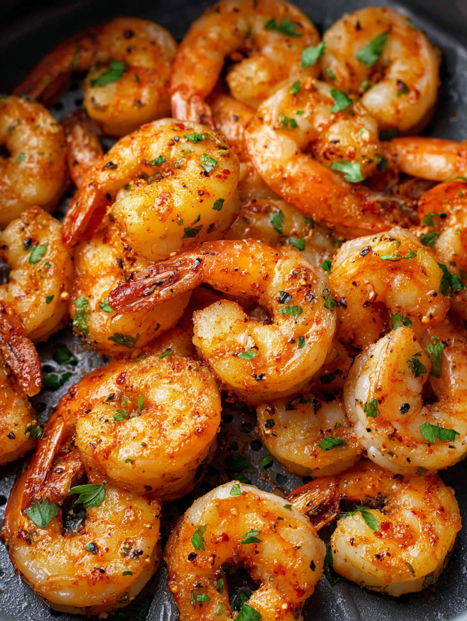 Air fryer shrimp with spices.