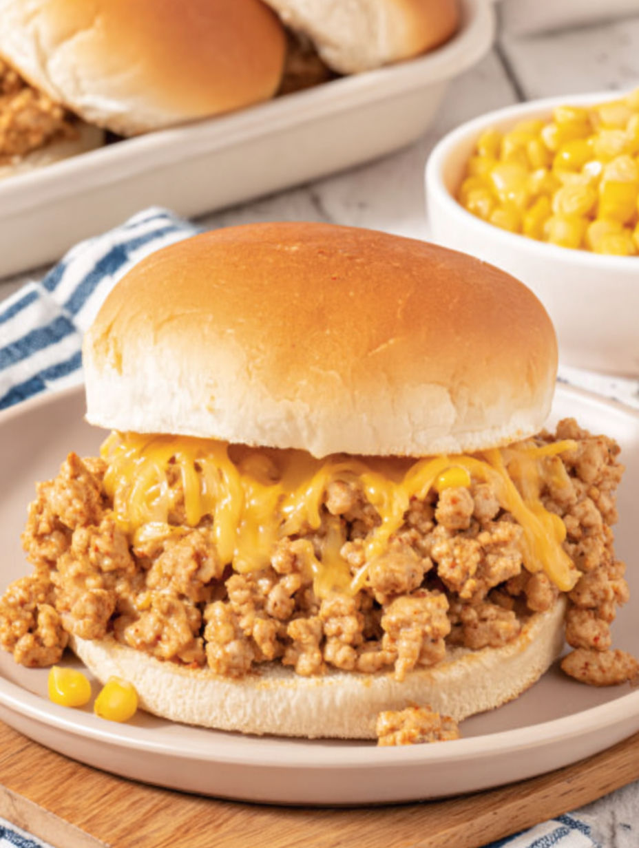 A plate of Cajun Chicken Sloppy Joes.