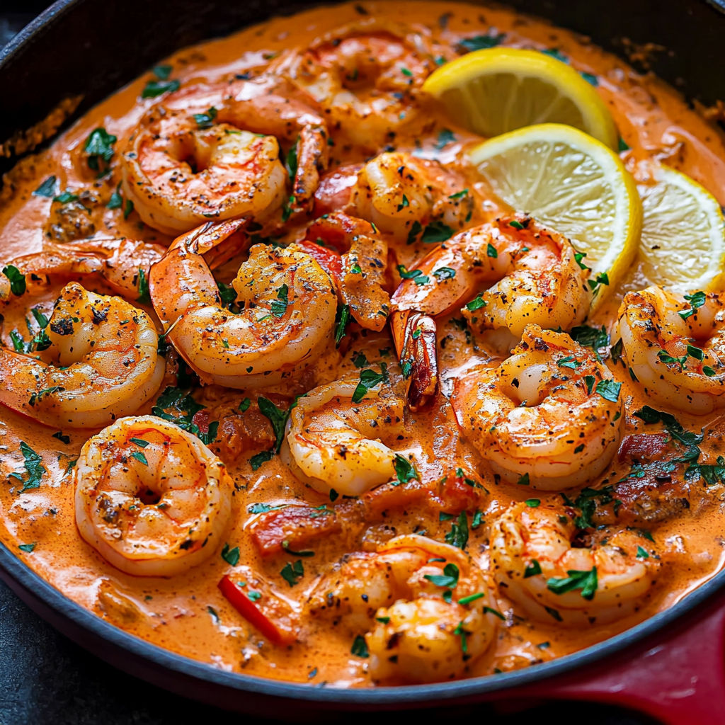 A bowl of shrimp with garlic and paprika.