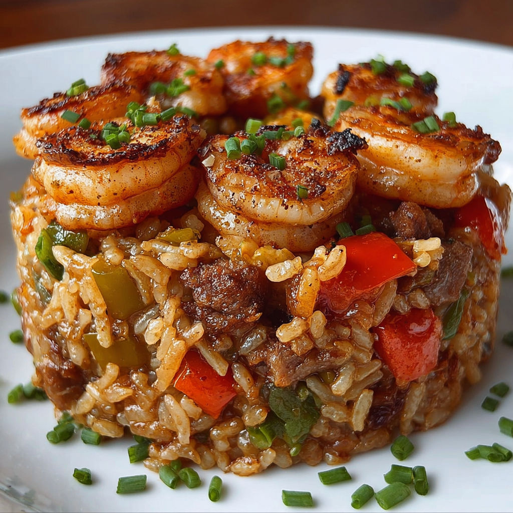 A plate of shrimp and rice.
