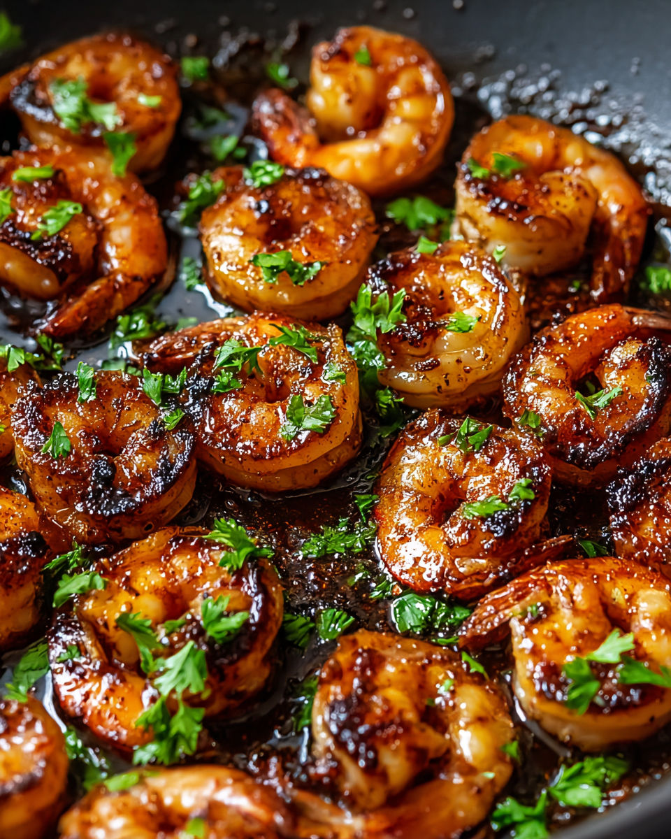 Shrimp with honey butter and old bay seasoning.
