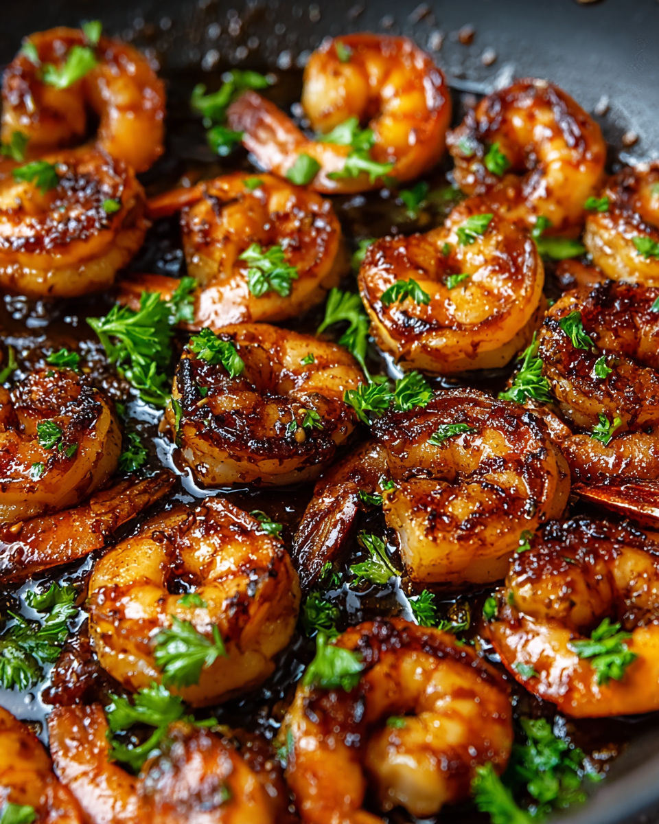 A plate of shrimp with butter and honey.