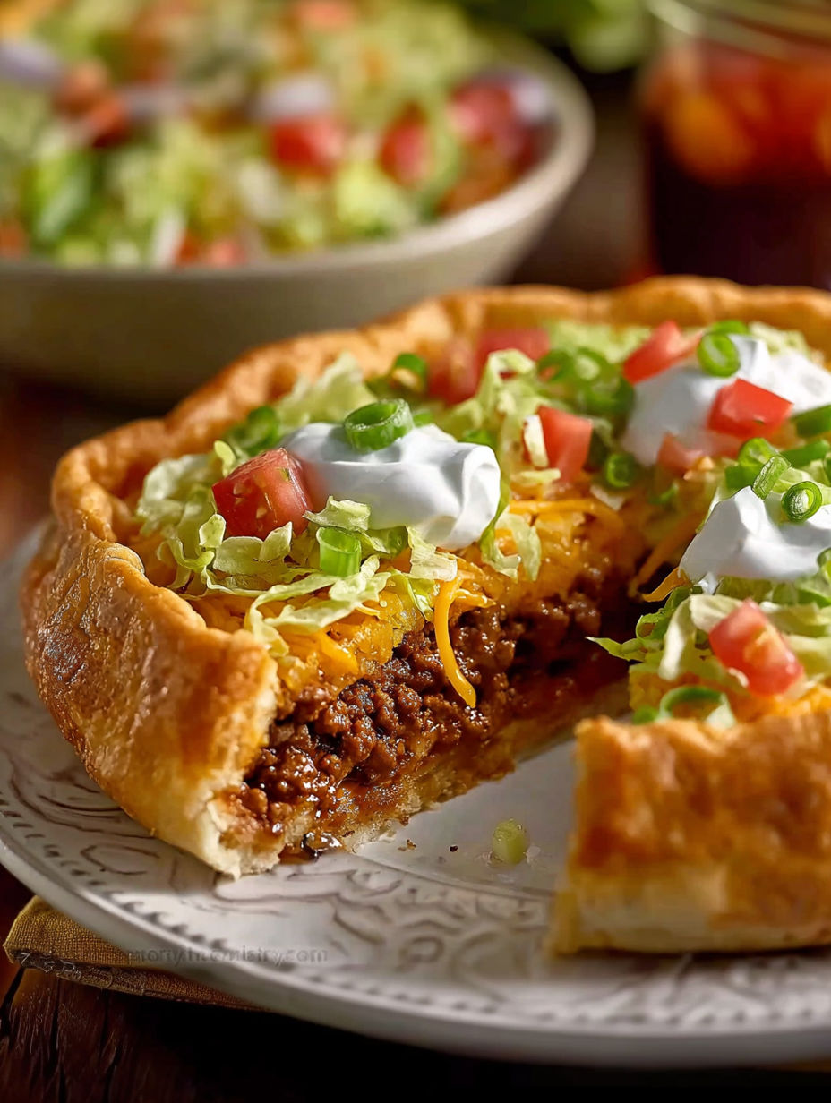 A slice of a Pillsbury Crescent Roll Taco.