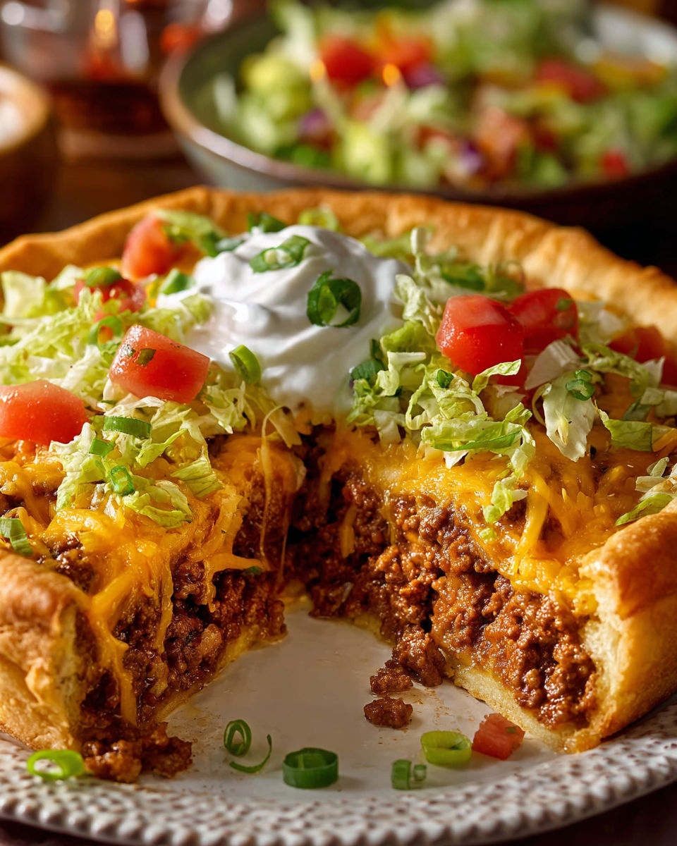 A slice of a Pillsbury Crescent Roll Taco.