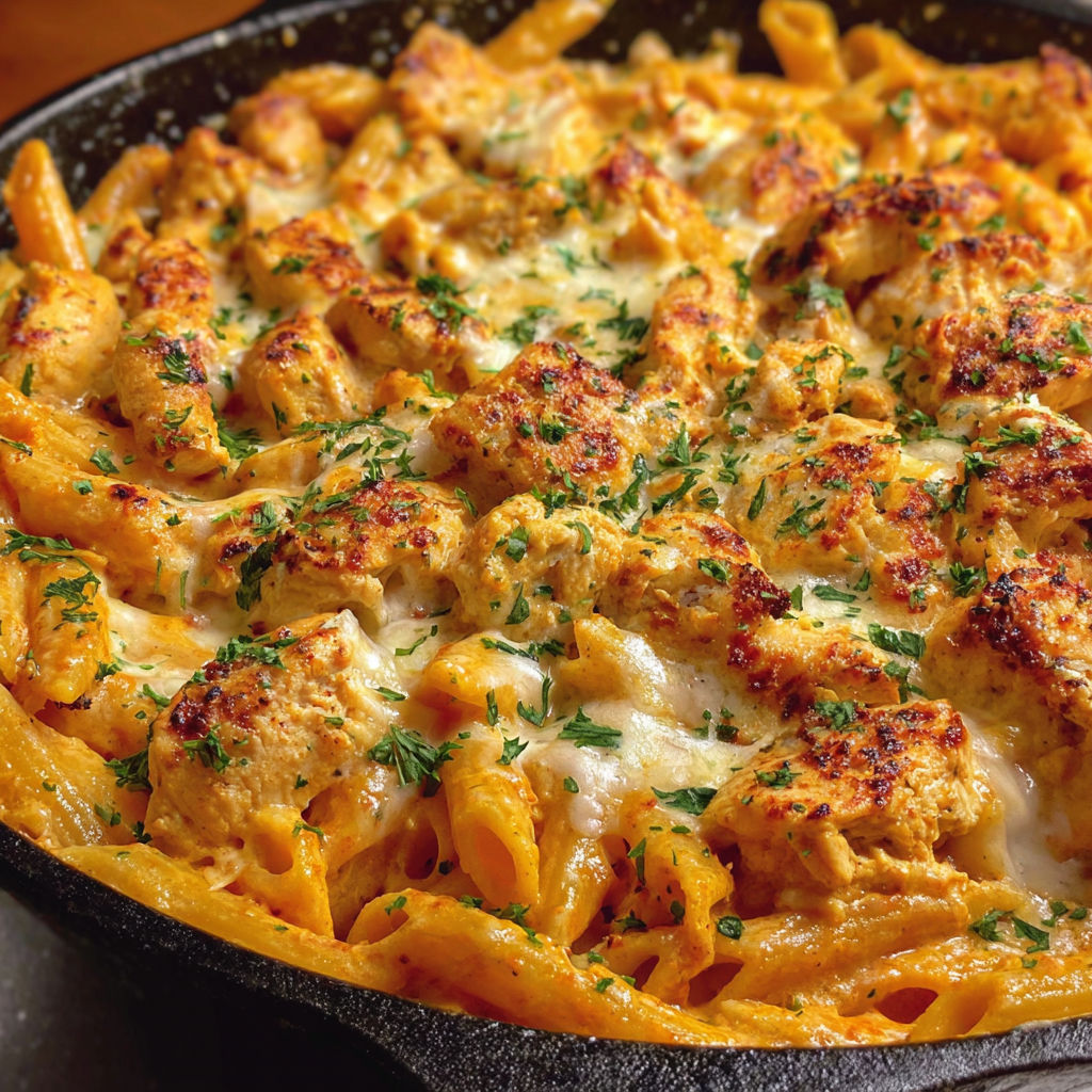 A delicious cheesy skillet with creamy dreams.