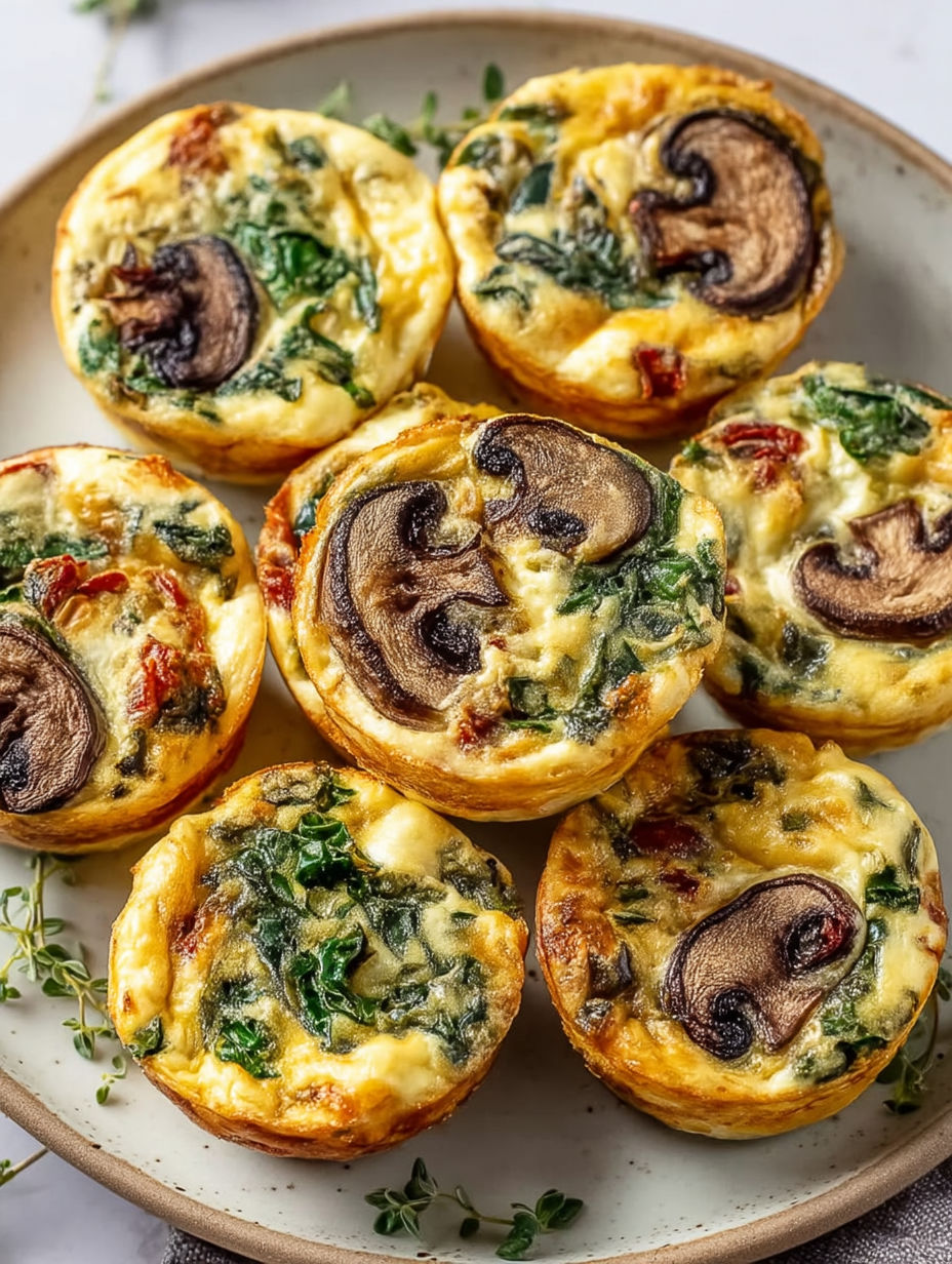 A plate of mushroom and kale bites.