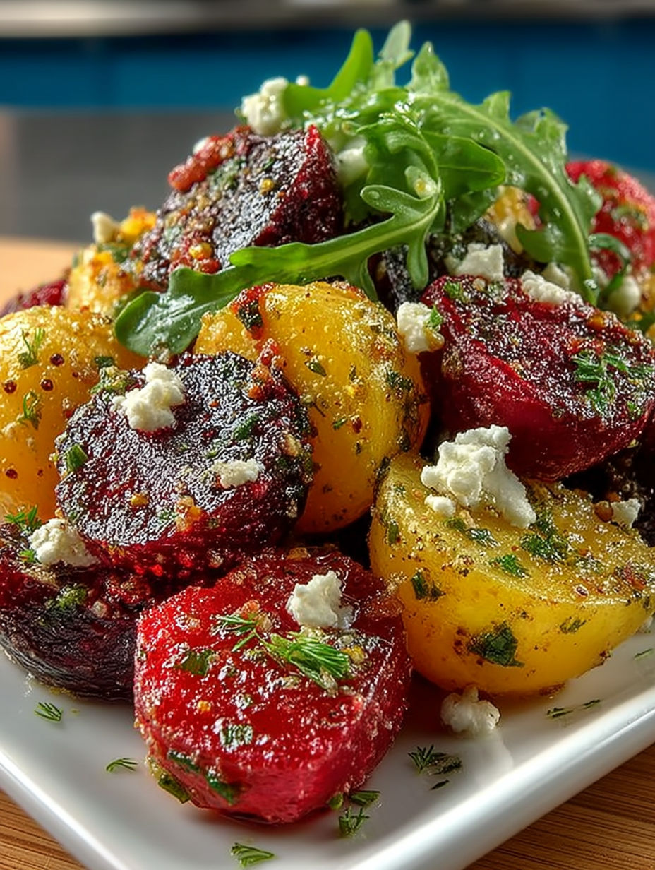 A plate of food with a variety of vegetables and feta cheese.