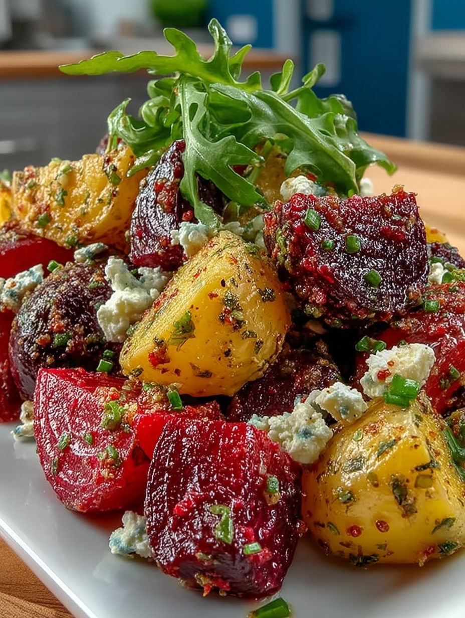 A plate of food with a salad on top.
