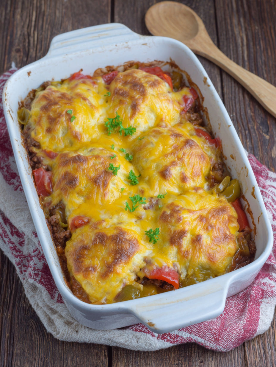 A white dish with a John Wayne Beef Biscuit.