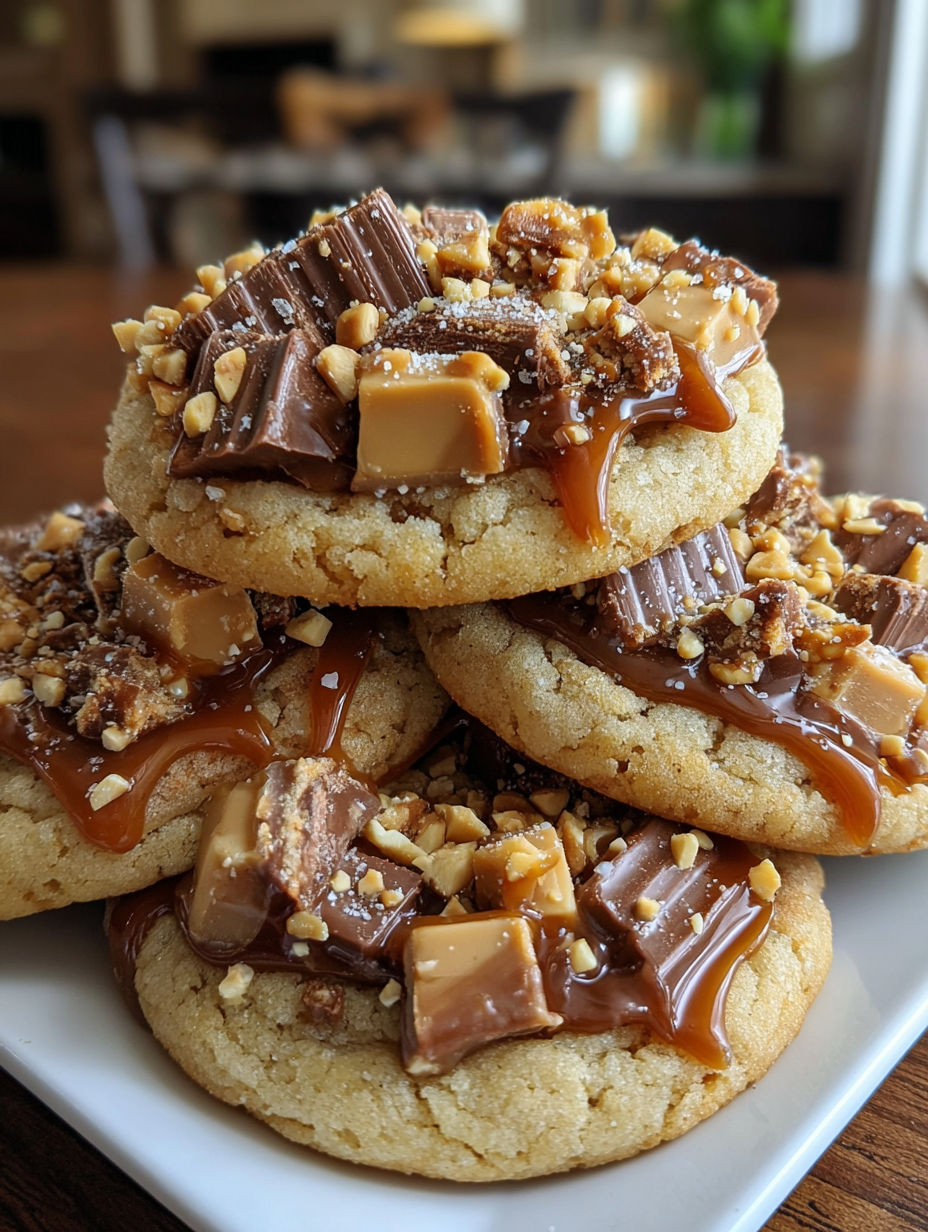A stack of Butterfinger Caramel Crunch cookies.