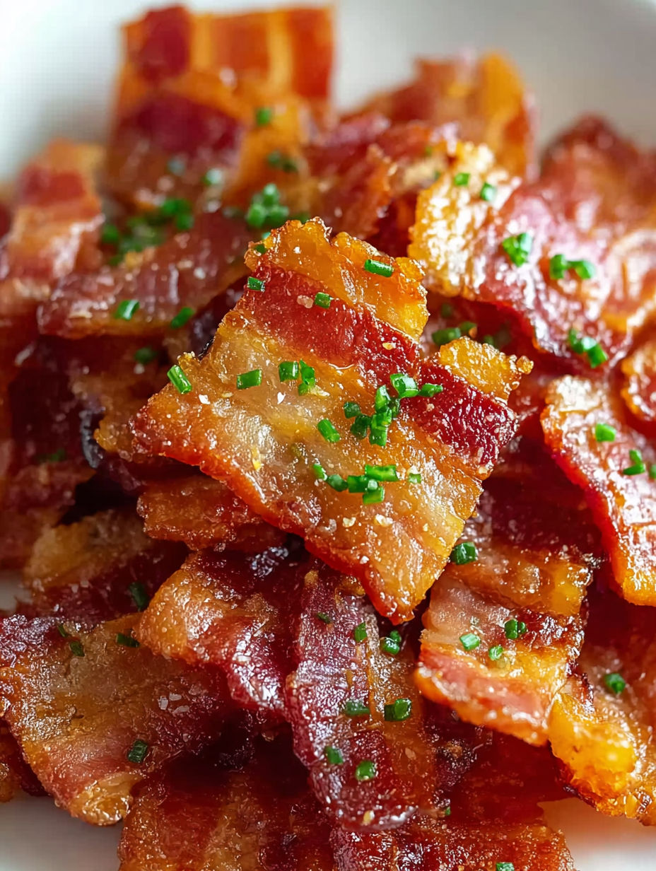 Bacon crackers with green garnish.