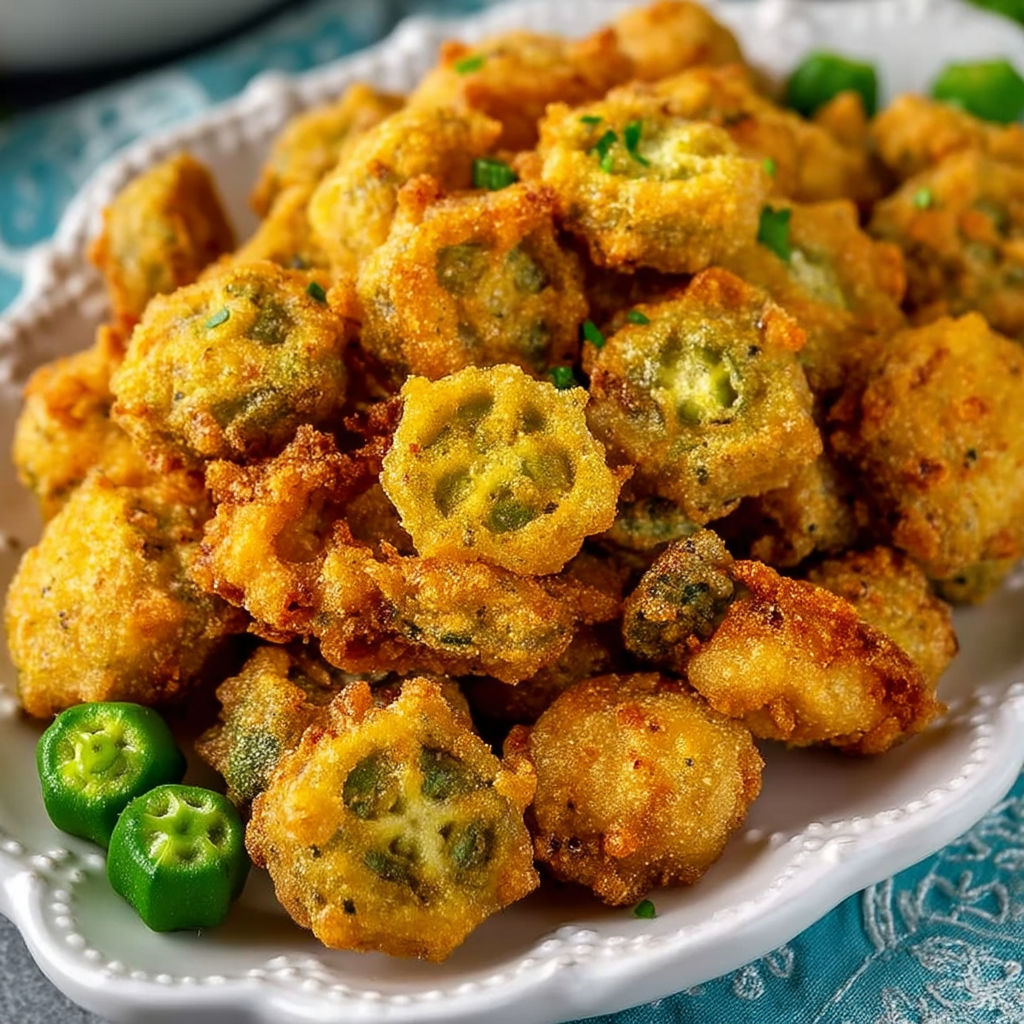 A plate of fried okra.