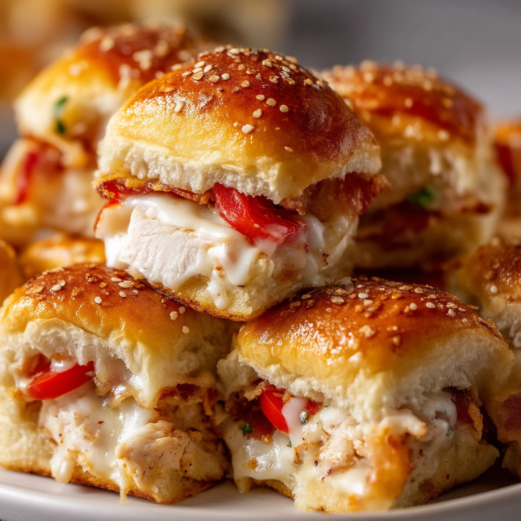 A plate of Kentucky Hot Brown Sliders.