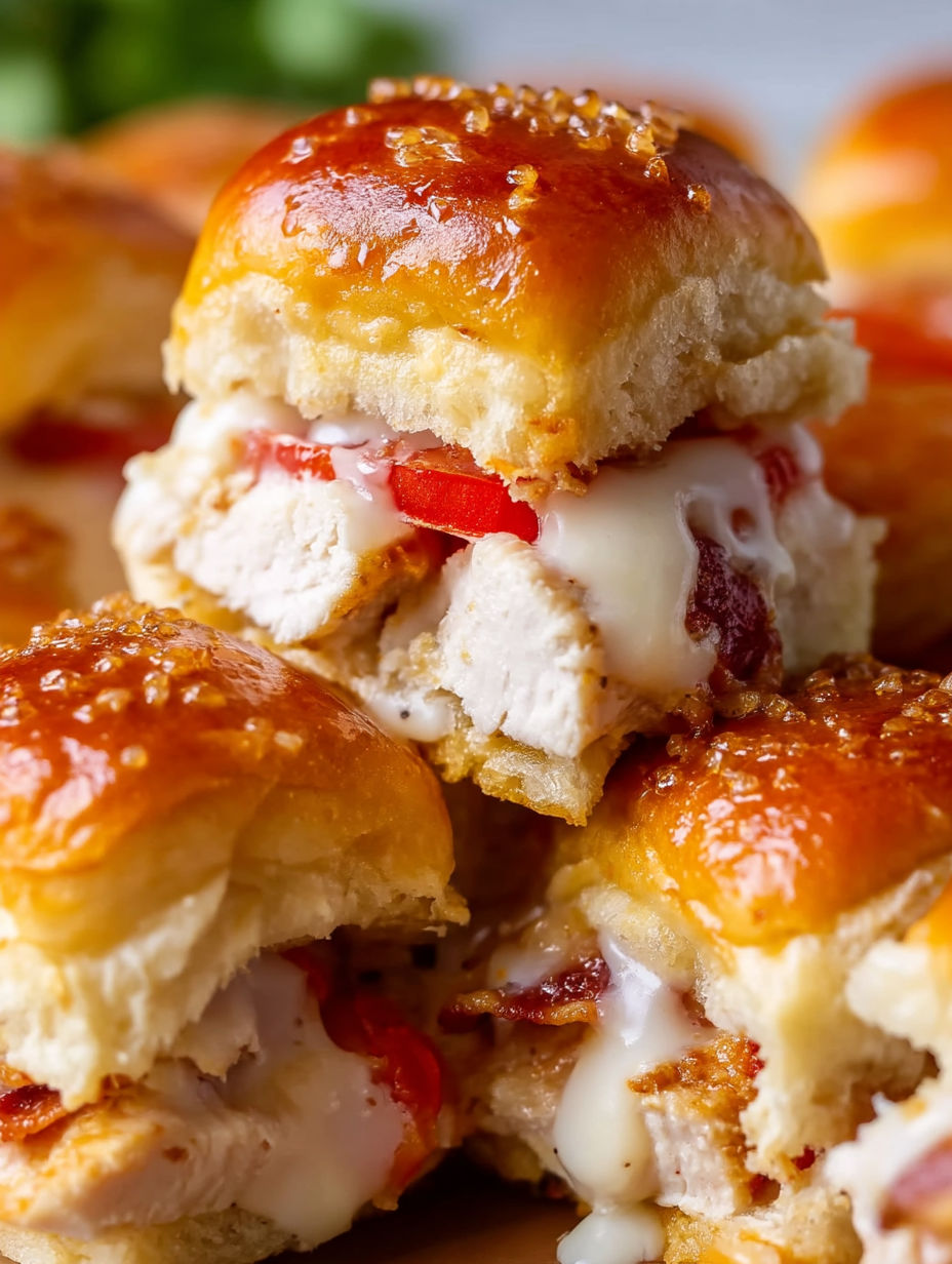 A close up of a Kentucky Hot Brown slider.