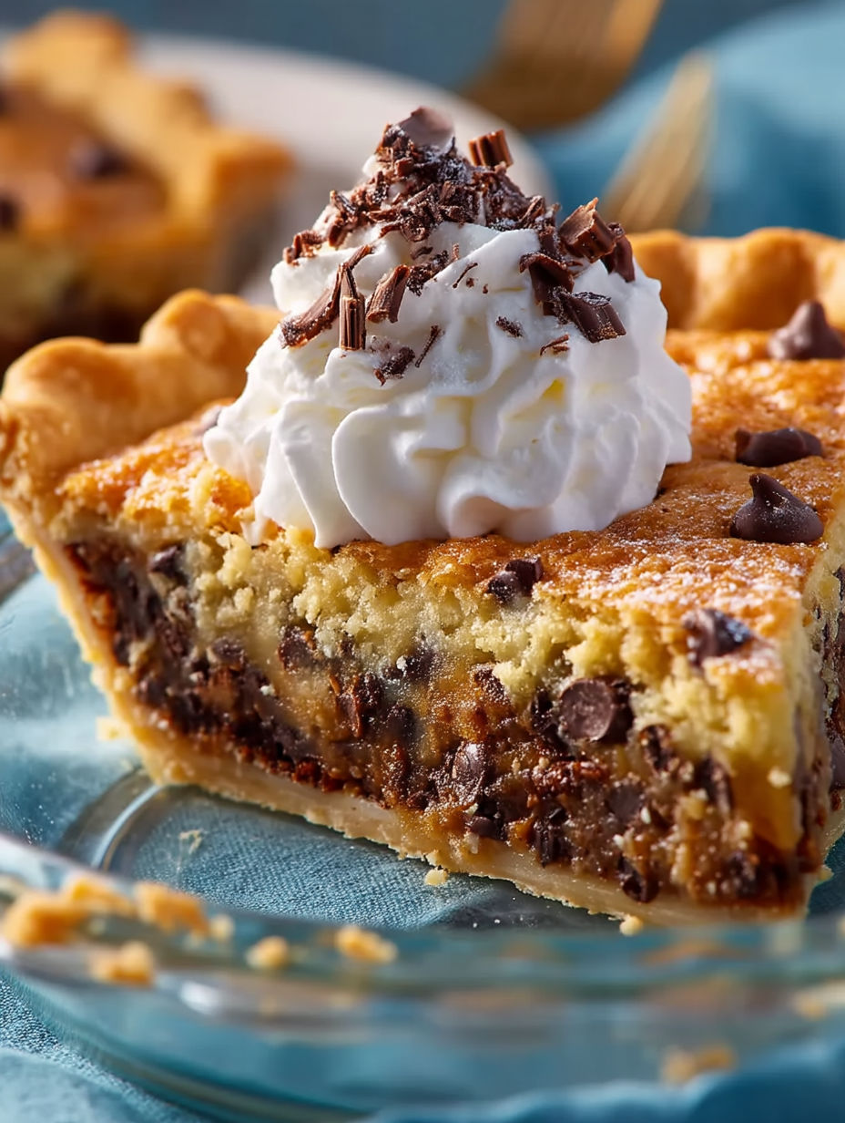 A slice of Kentucky Derby pie with whipped cream on top.