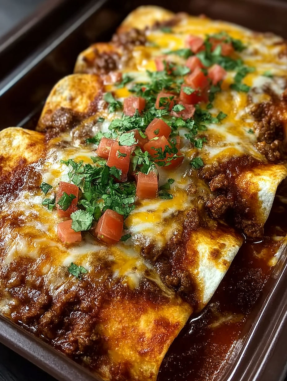 A plate of ground beef potato enchiladas.