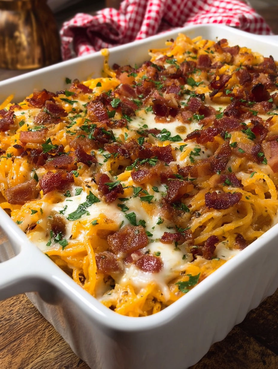 A dish of Cowboy Spaghetti Creamy Cheesy Twist.