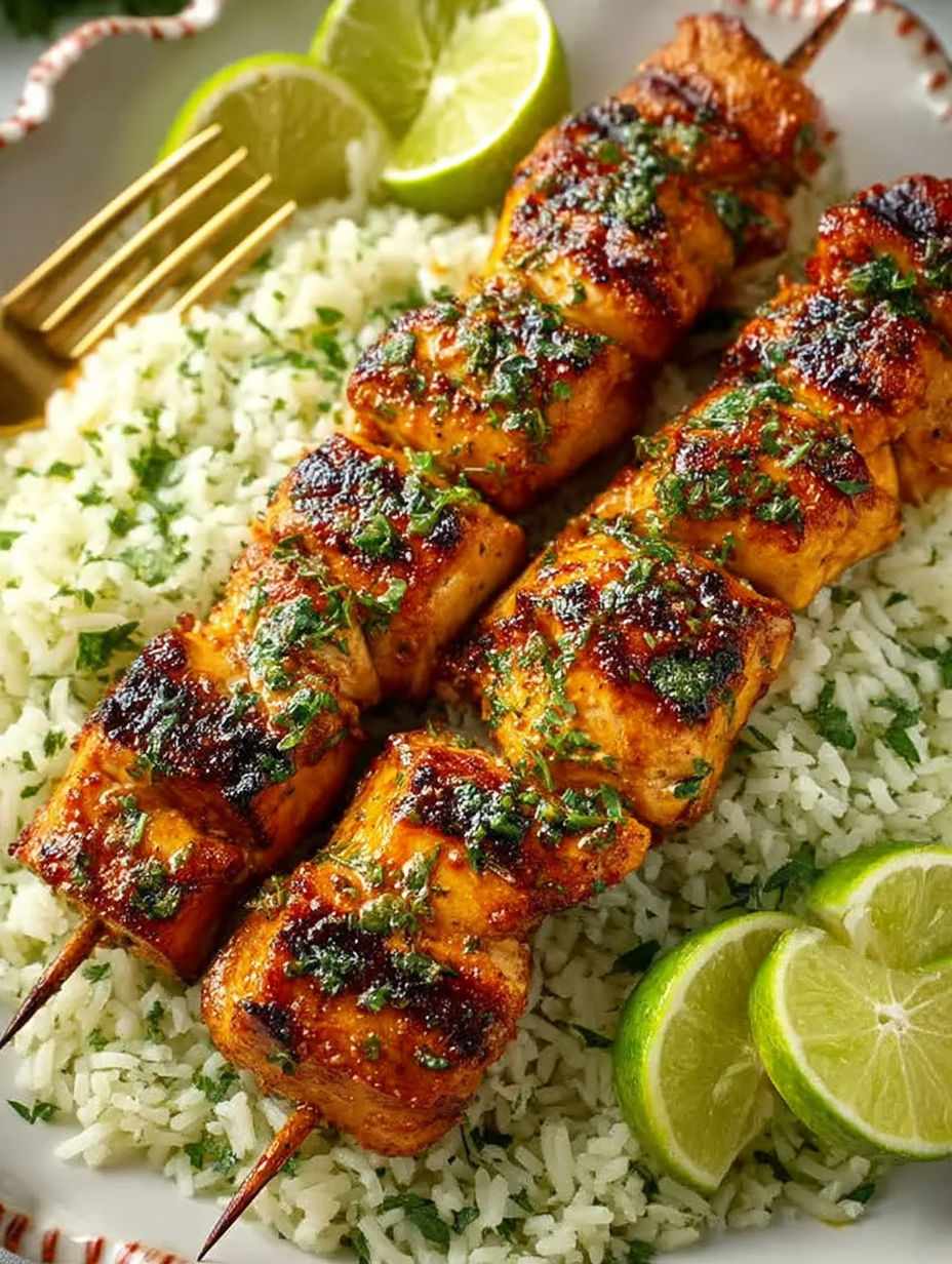 Grilled Honey Lime Chicken Skewers.