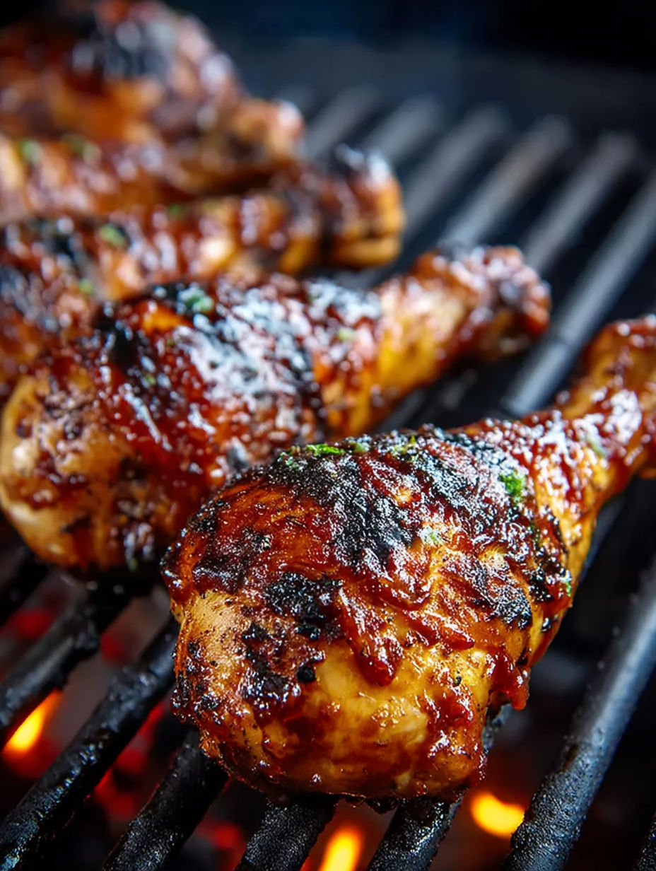 Grilled chicken legs with sauce.