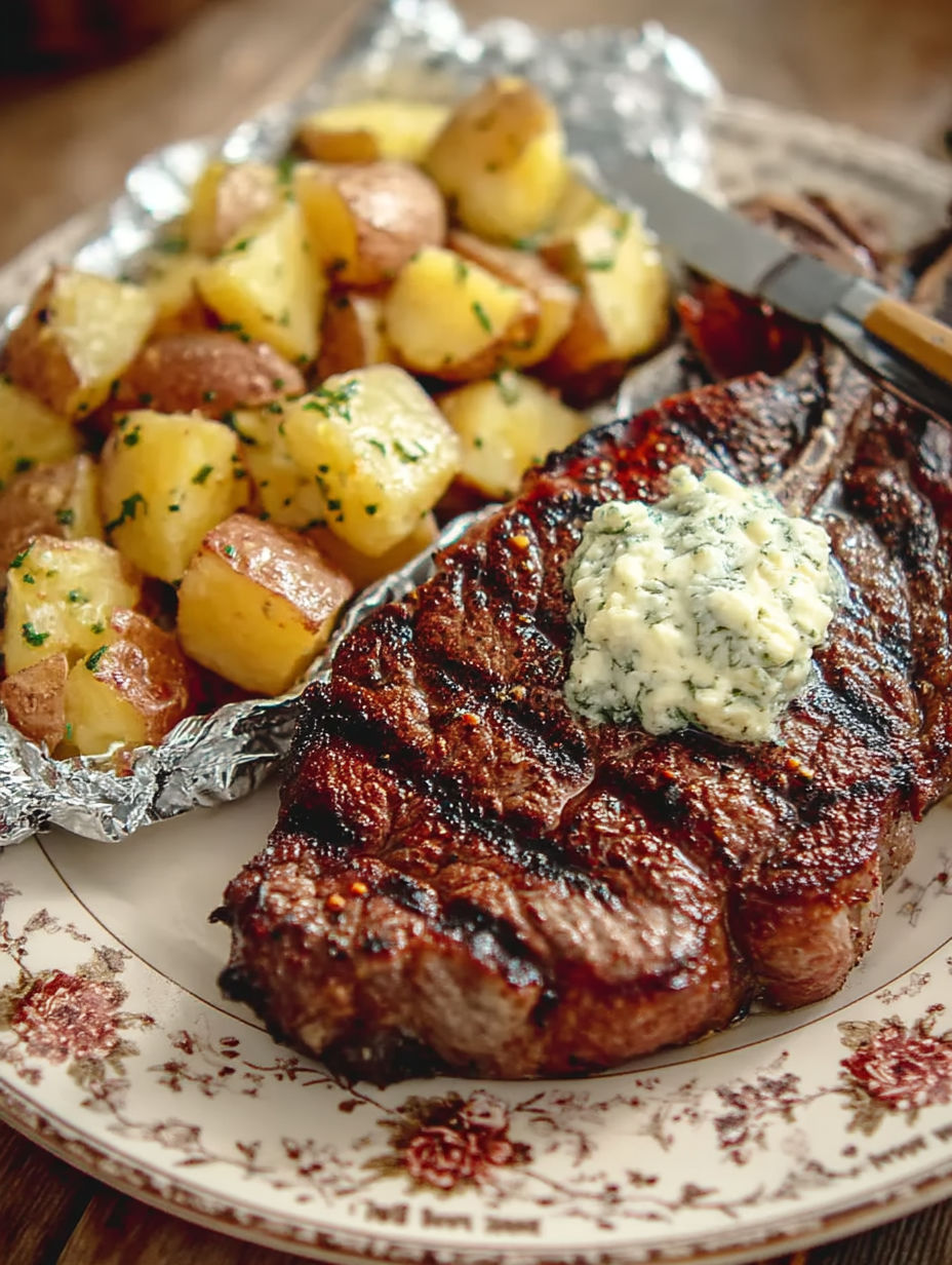 A piece of meat with a blue sauce on it.