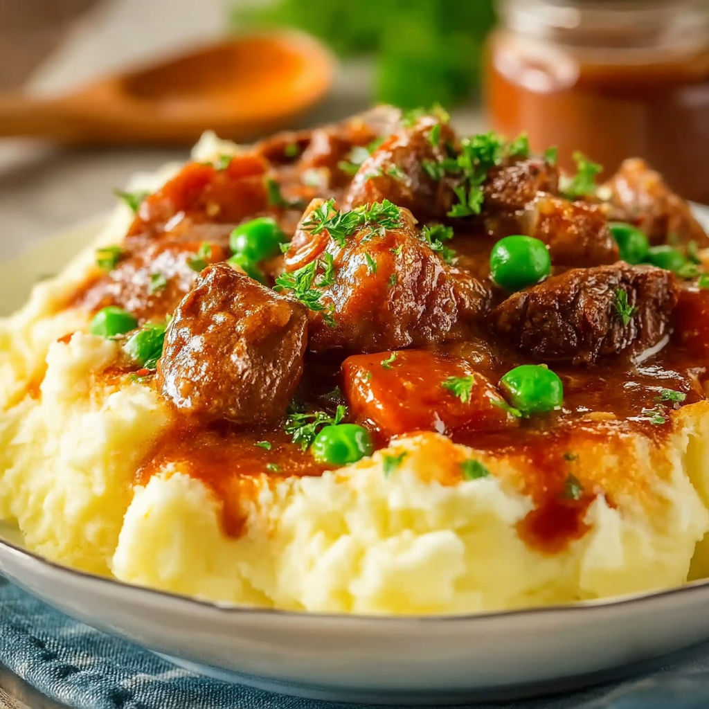 A plate of food with peas and meat.
