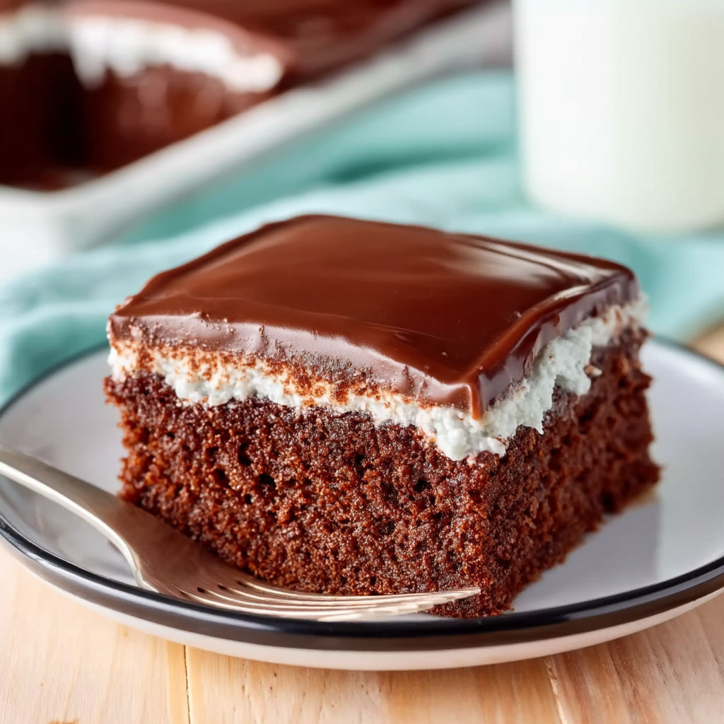 A slice of chocolate cake on a plate.