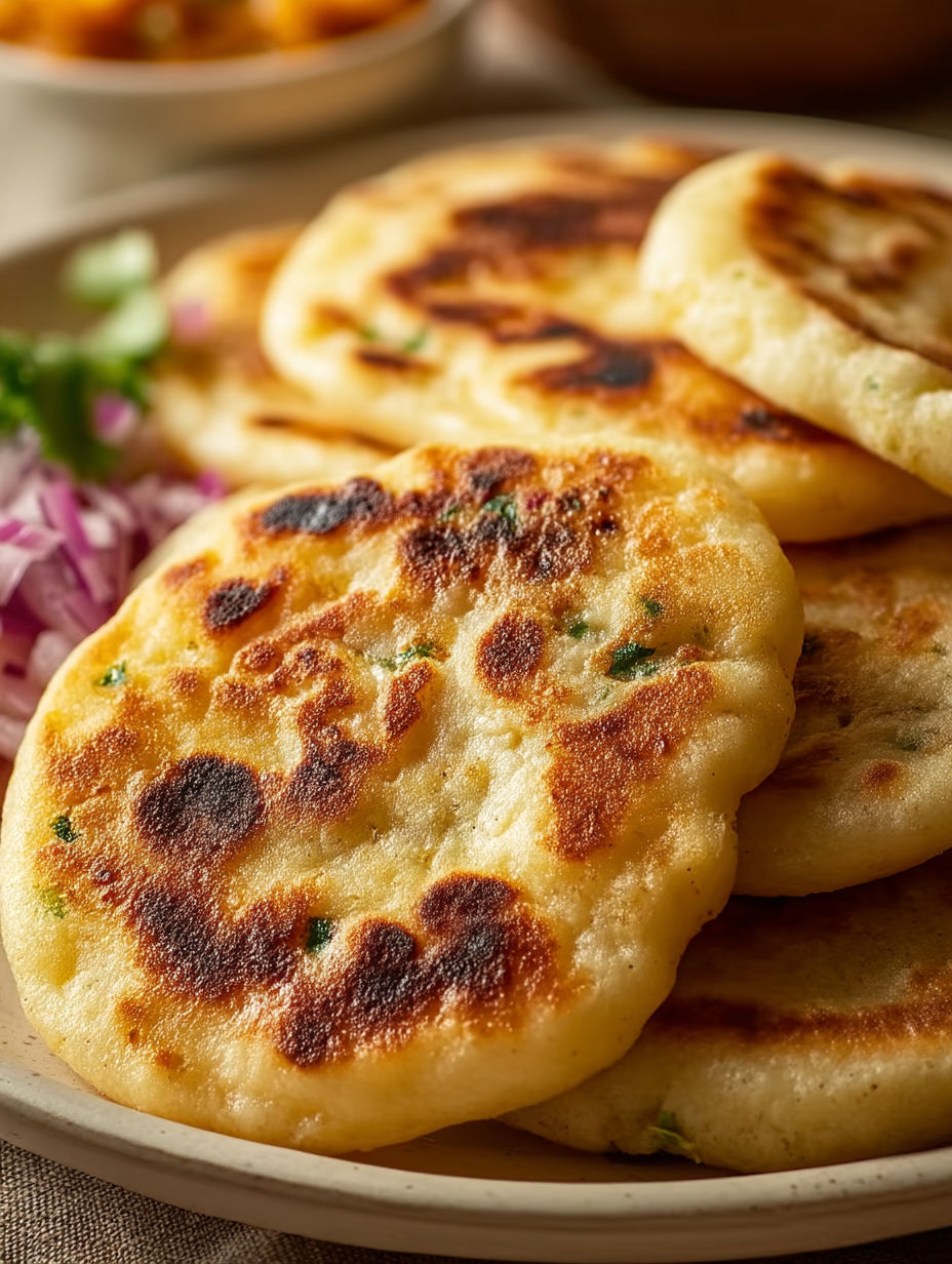 A plate of soft masa cheese pupusas.