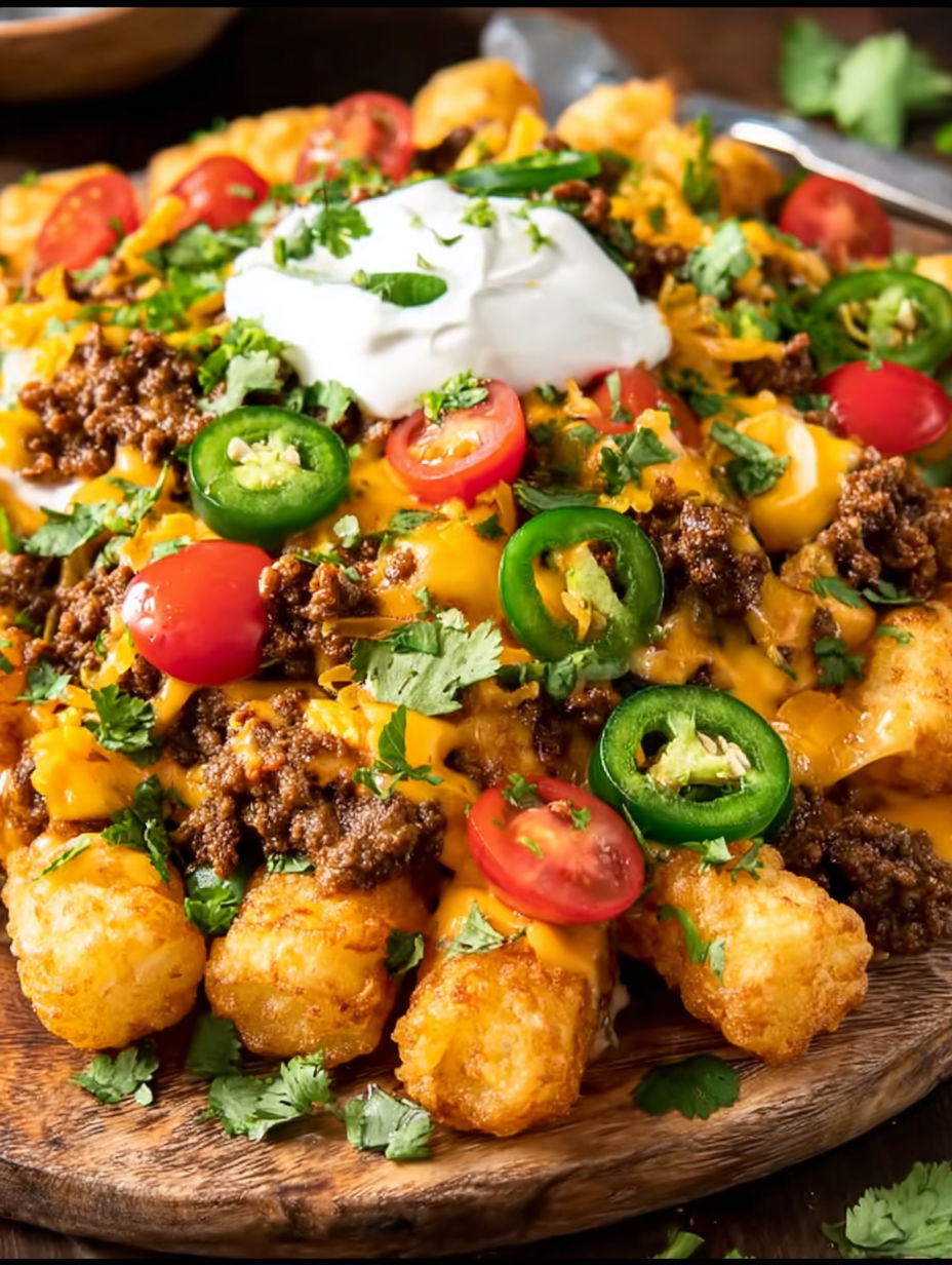 A plate of nachos with tomatoes and jalapenos.