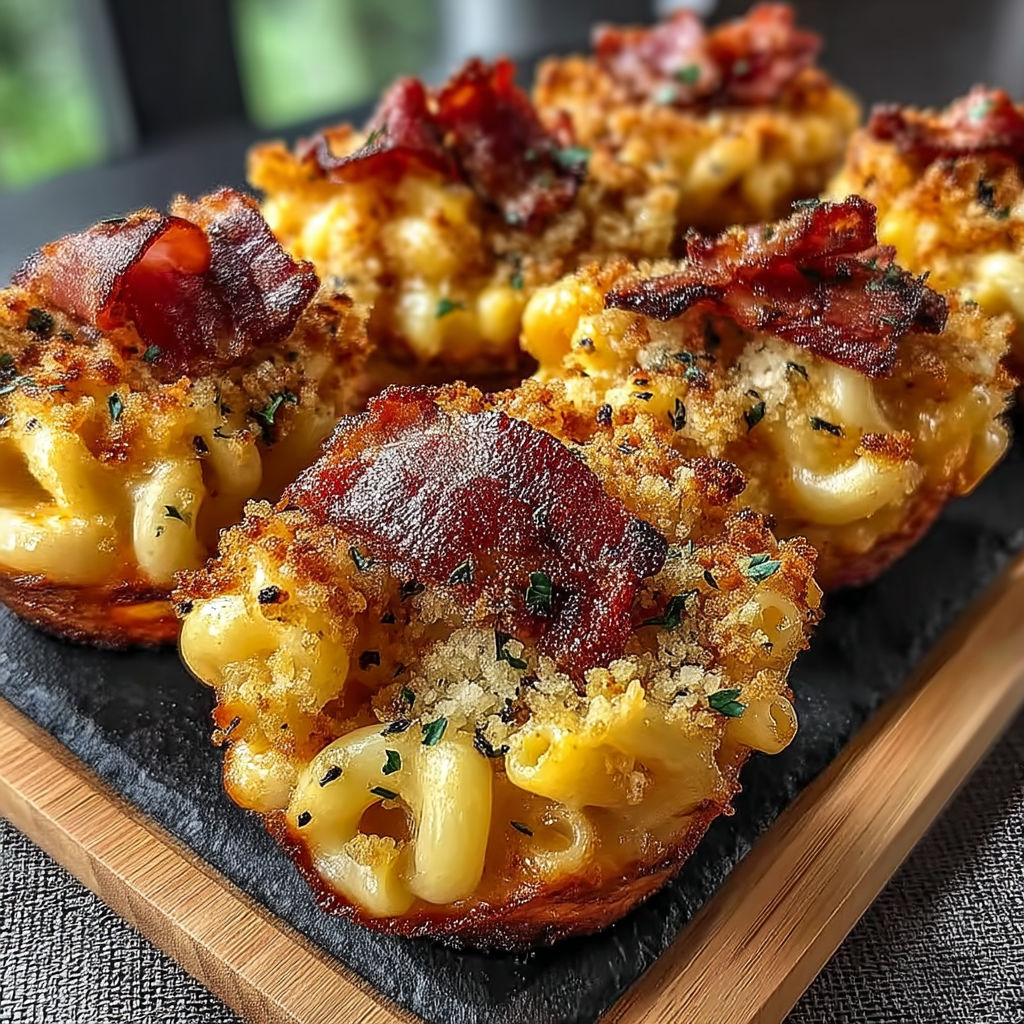 A plate of smoked mac and cheese bacon.